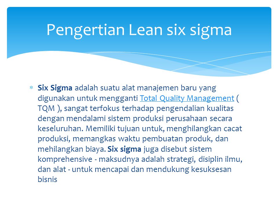 Pengertian Lean six sigma