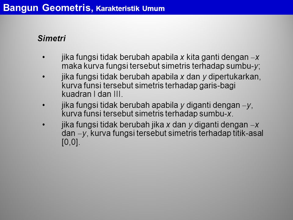 Bangun Geometris, Karakteristik Umum