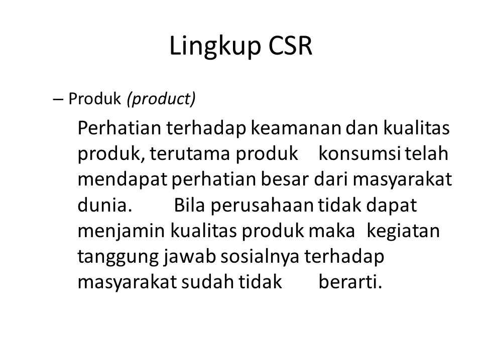 Lingkup CSR Produk (product)