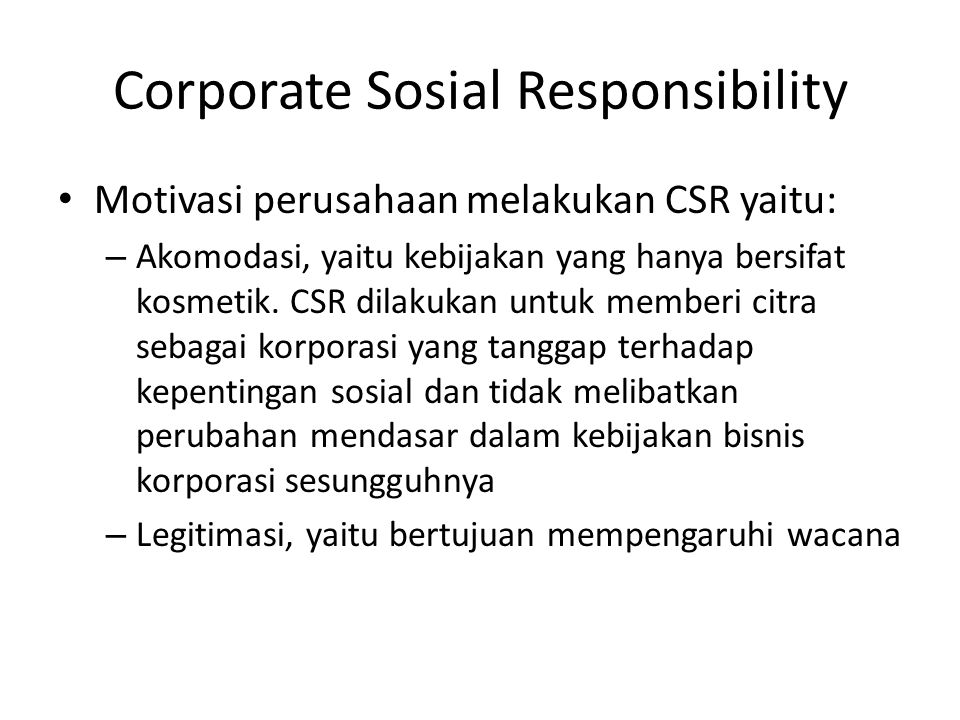 Corporate Sosial Responsibility