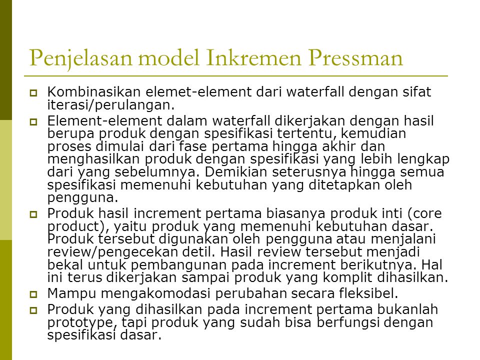 Penjelasan model Inkremen Pressman