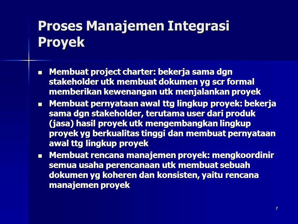 Proses Manajemen Integrasi Proyek
