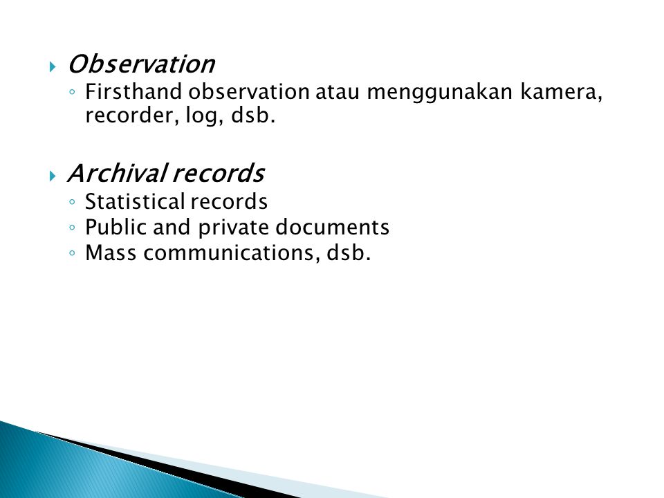 Observation Archival records