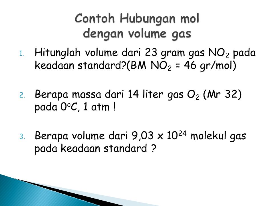 Contoh Hubungan mol dengan volume gas