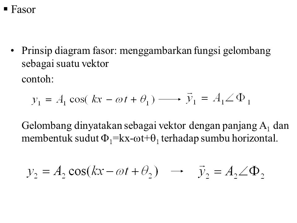 Fasor Prinsip diagram fasor: menggambarkan fungsi gelombang sebagai suatu vektor. contoh: