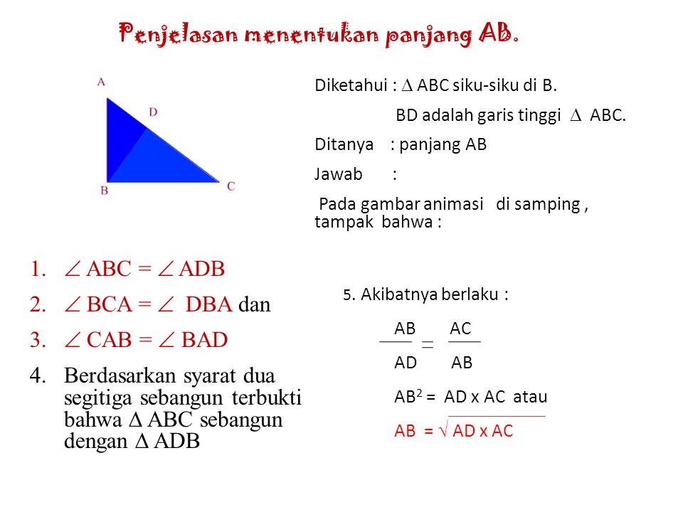 Penjelasan menentukan panjang AB.