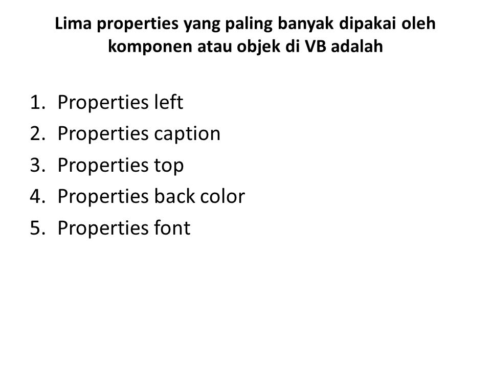 Properties left Properties caption Properties top