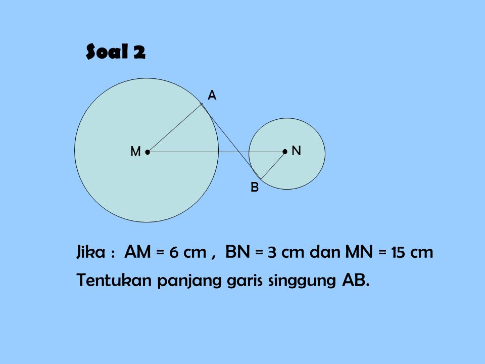 Soal 2 Jika : AM = 6 cm , BN = 3 cm dan MN = 15 cm