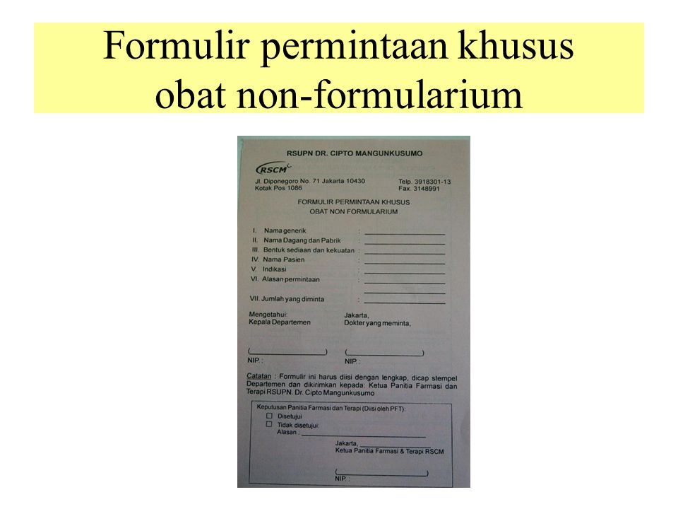 Formulir permintaan khusus obat non-formularium