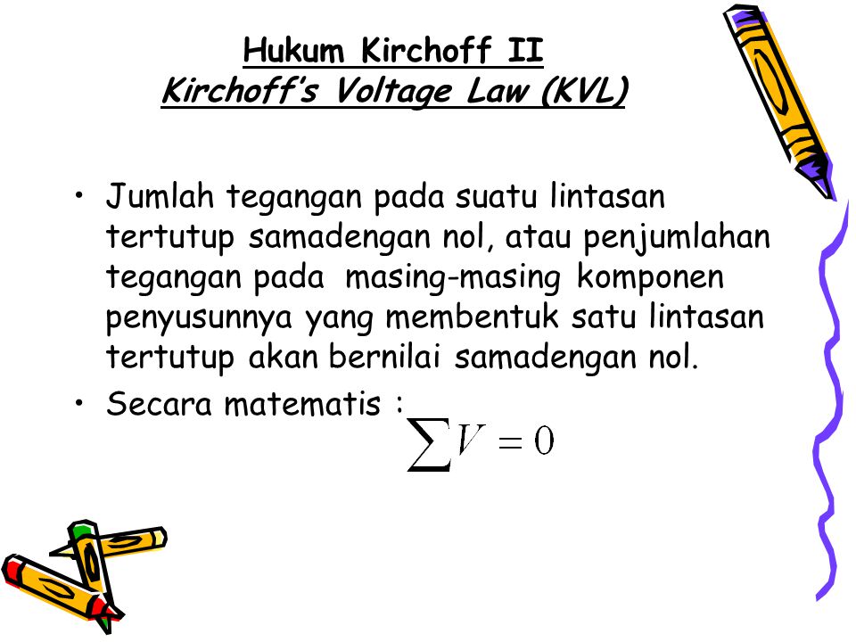 Hukum Kirchoff II Kirchoff’s Voltage Law (KVL)