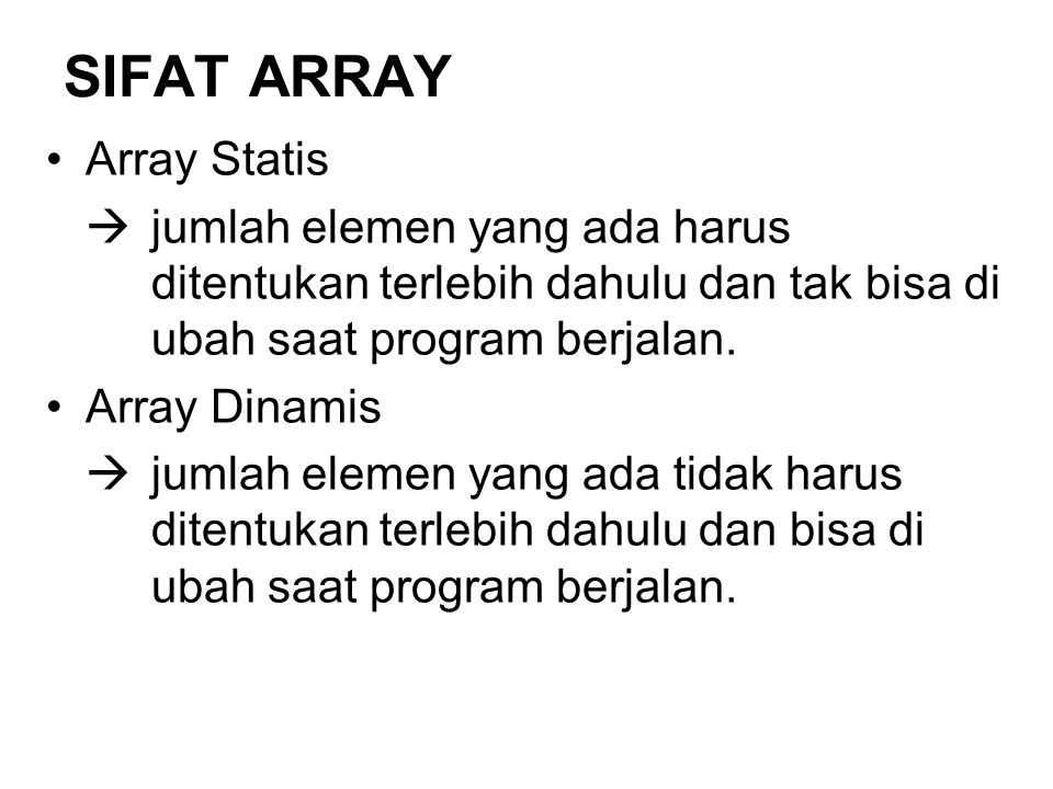 SIFAT ARRAY Array Statis