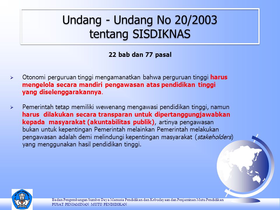 Undang - Undang No 20/2003 tentang SISDIKNAS