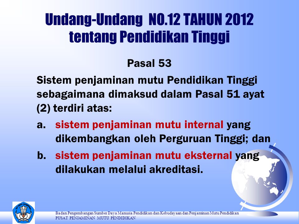 Undang-Undang NO.12 TAHUN 2012 tentang Pendidikan Tinggi