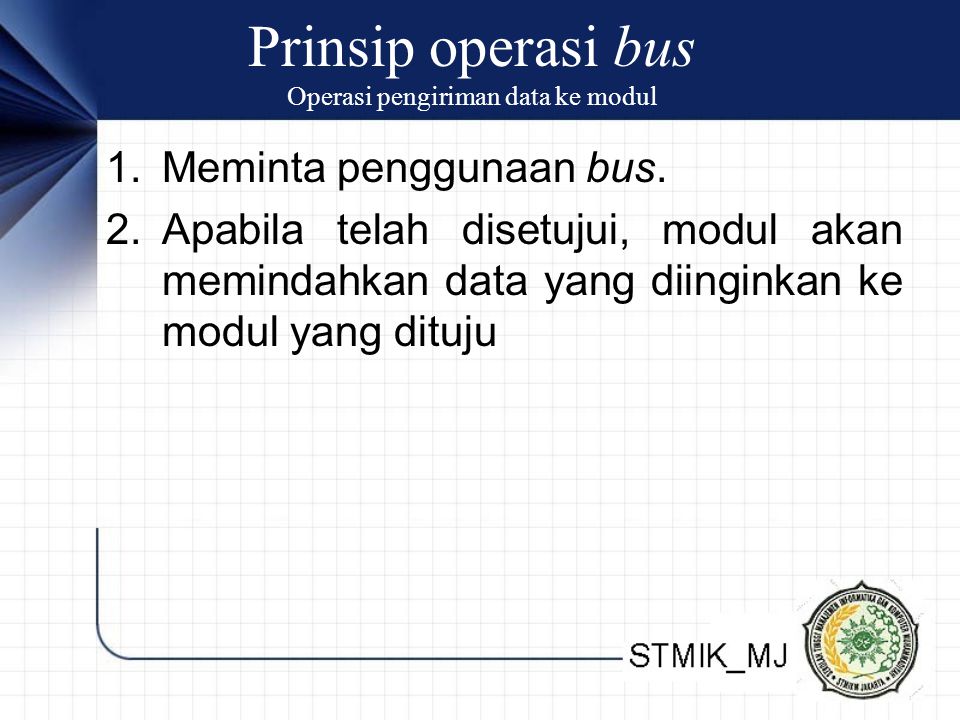 Prinsip operasi bus Operasi pengiriman data ke modul
