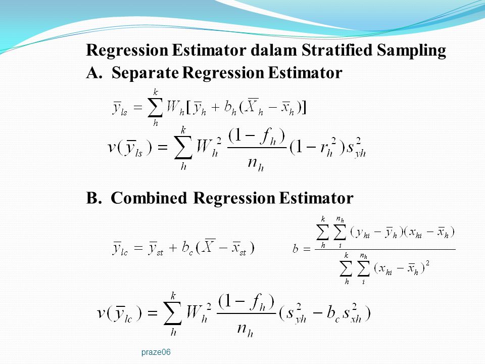 Regression Estimator dalam Stratified Sampling