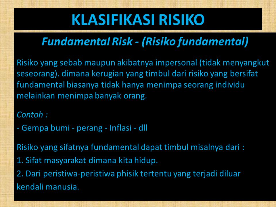 Fundamental Risk - (Risiko fundamental)