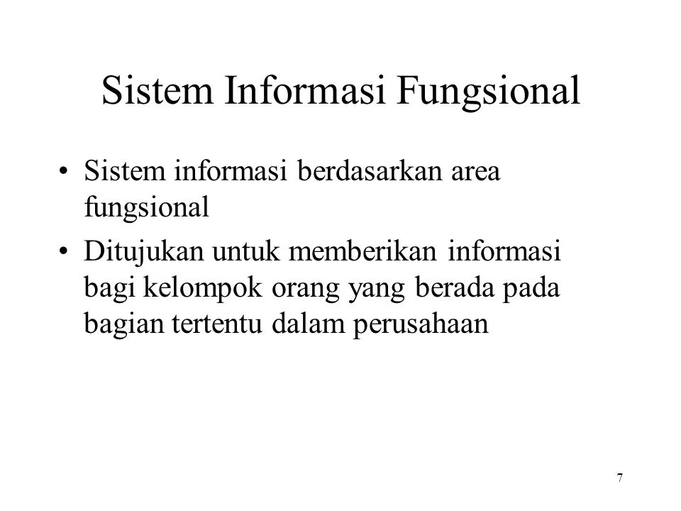 Sistem Informasi Fungsional