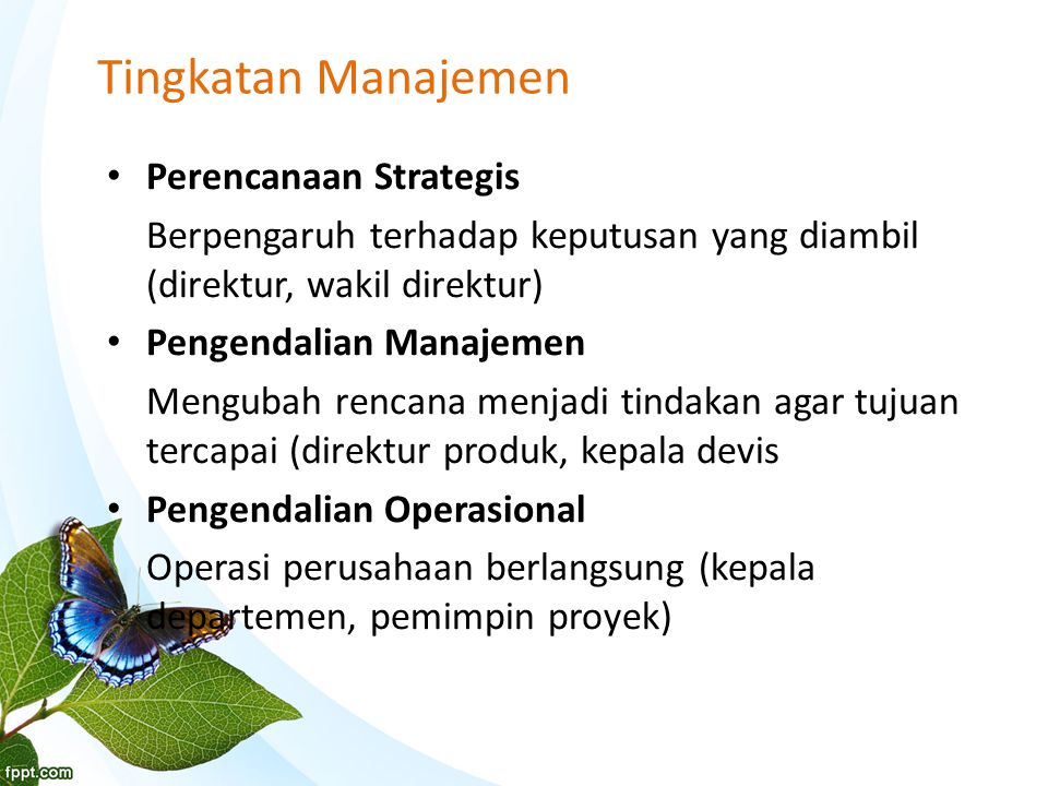 Tingkatan Manajemen Perencanaan Strategis