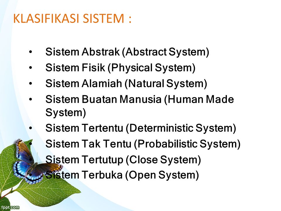 KLASIFIKASI SISTEM : Sistem Abstrak (Abstract System)
