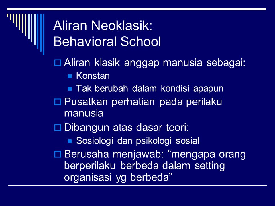Aliran Neoklasik: Behavioral School