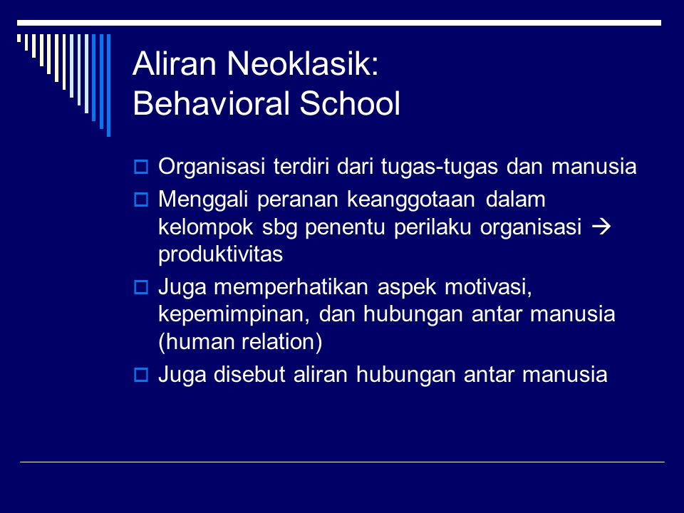Aliran Neoklasik: Behavioral School
