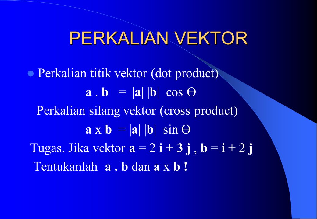 PERKALIAN VEKTOR Perkalian titik vektor (dot product)