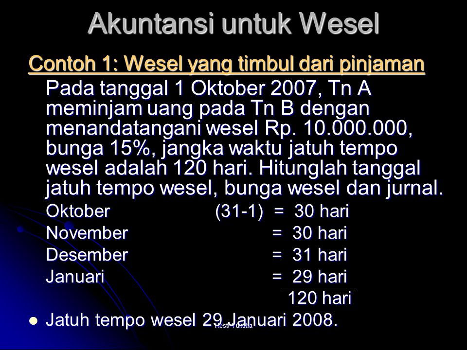 Akuntansi untuk Wesel Contoh 1: Wesel yang timbul dari pinjaman