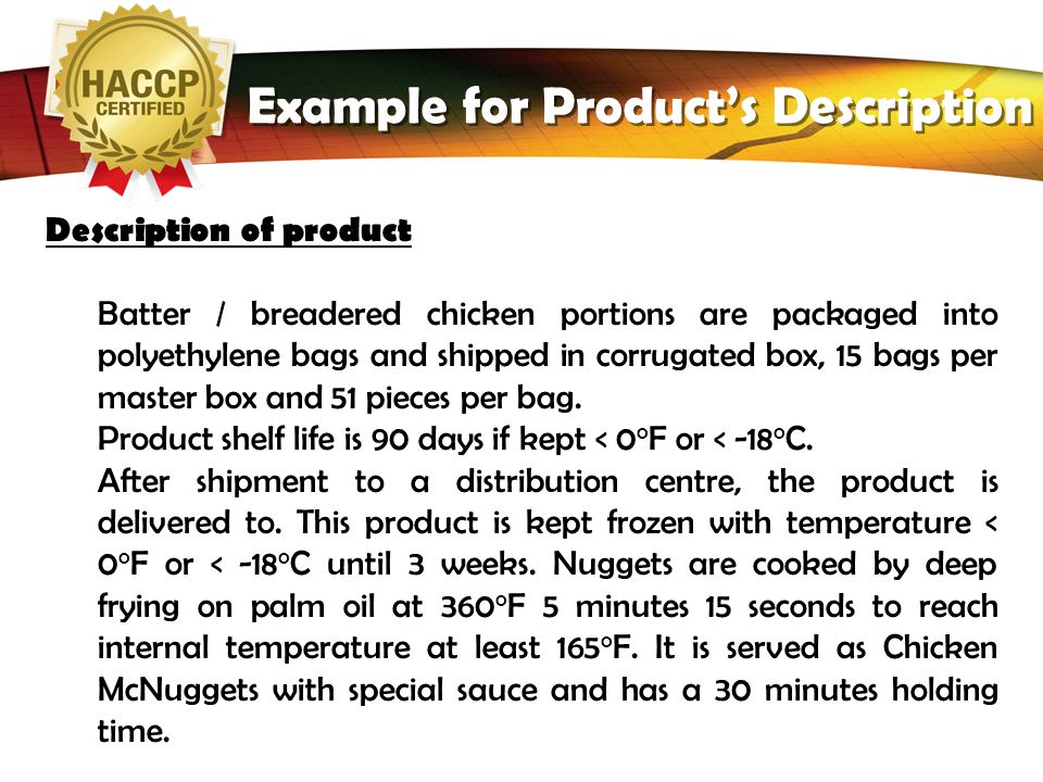 Example for Product’s Description