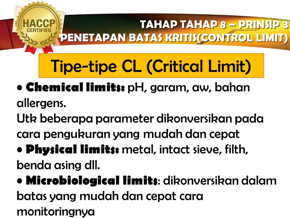 Tipe-tipe CL (Critical Limit)