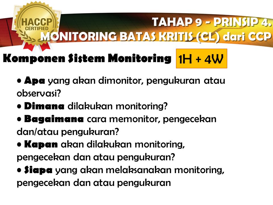 1H + 4W TAHAP 9 - PRINSIP 4. MONITORING BATAS KRITIS (CL) dari CCP