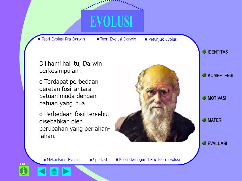 Diilhami hal itu, Darwin berkesimpulan :