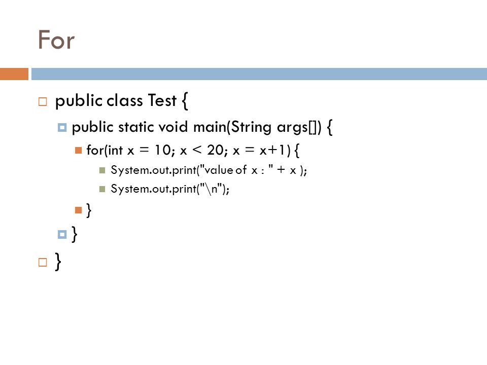 For public class Test { public static void main(String args[]) {