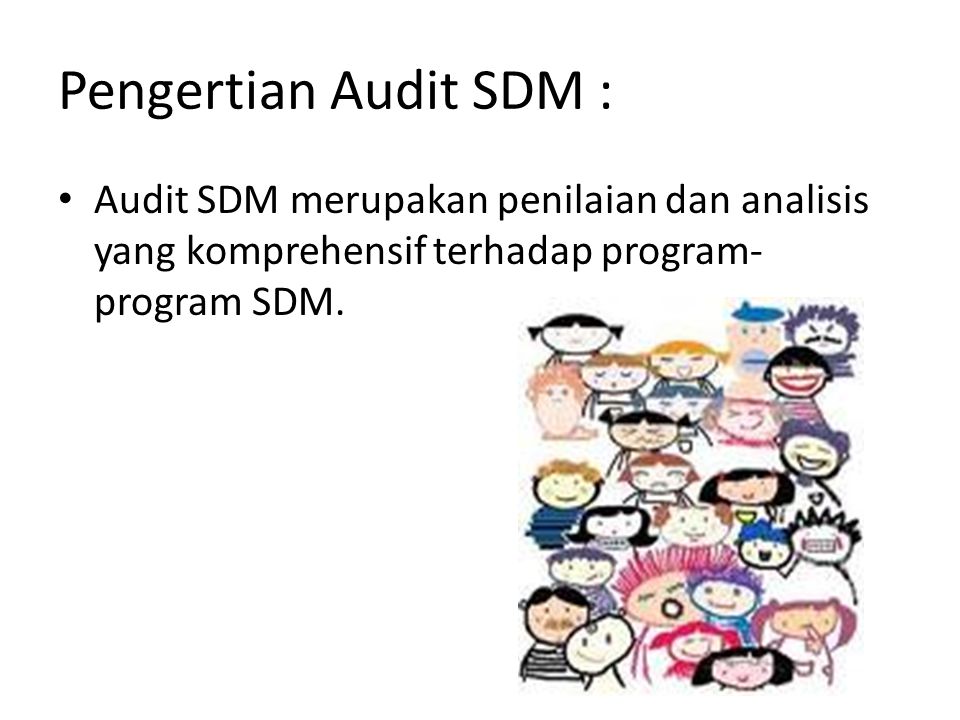 Pengertian Audit SDM : Audit SDM merupakan penilaian dan analisis yang komprehensif terhadap program-program SDM.