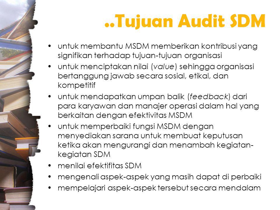 ..Tujuan Audit SDM untuk membantu MSDM memberikan kontribusi yang signifikan terhadap tujuan-tujuan organisasi.