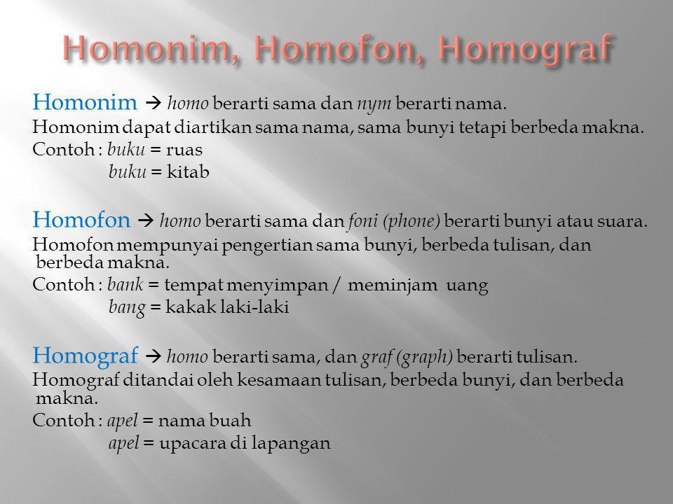Homonim, Homofon, Homograf