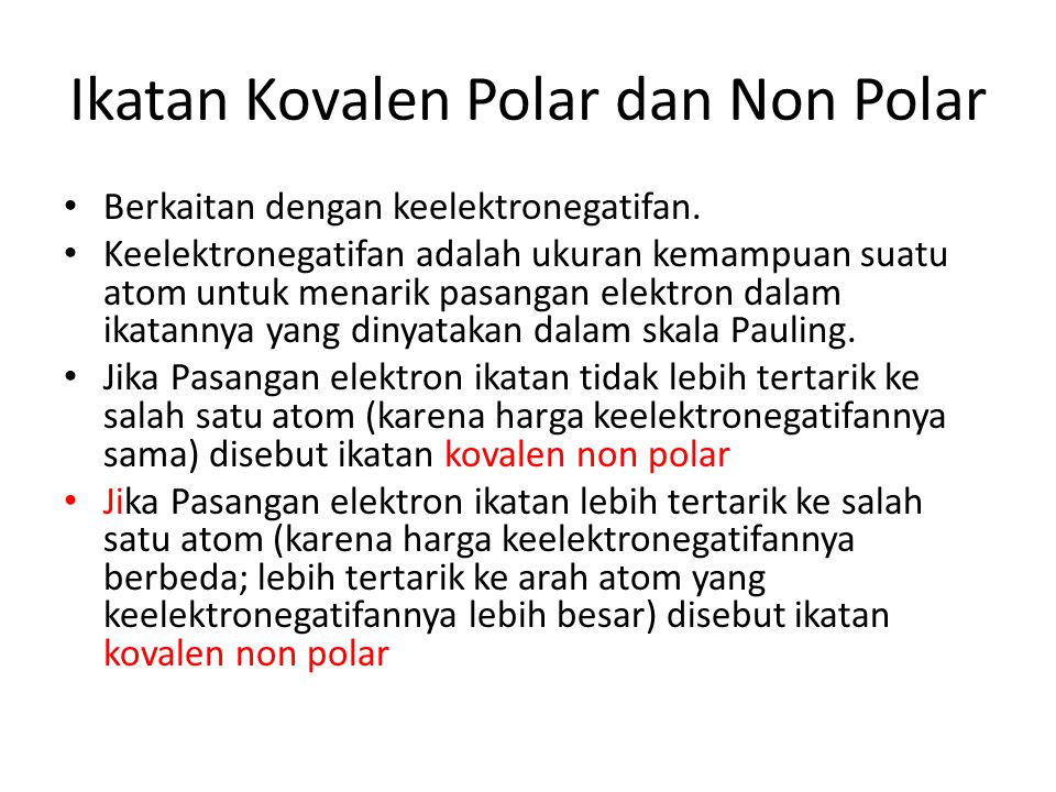 Ikatan Kovalen Polar dan Non Polar