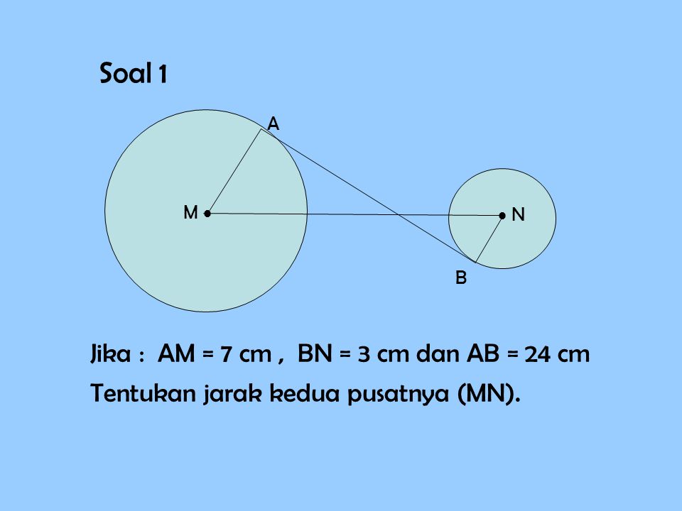 Soal 1 Jika : AM = 7 cm , BN = 3 cm dan AB = 24 cm
