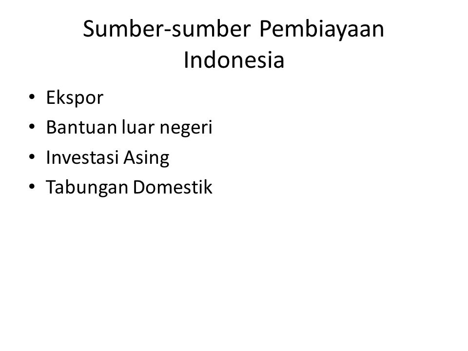 Sumber-sumber Pembiayaan Indonesia
