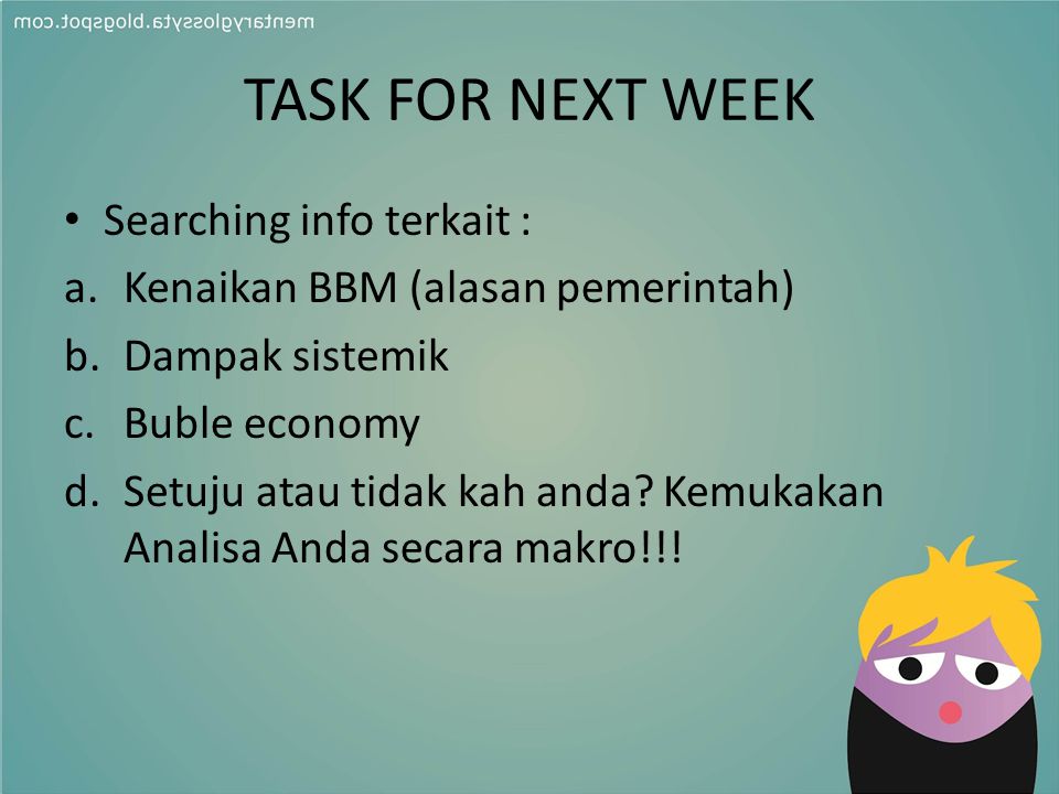 TASK FOR NEXT WEEK Searching info terkait :