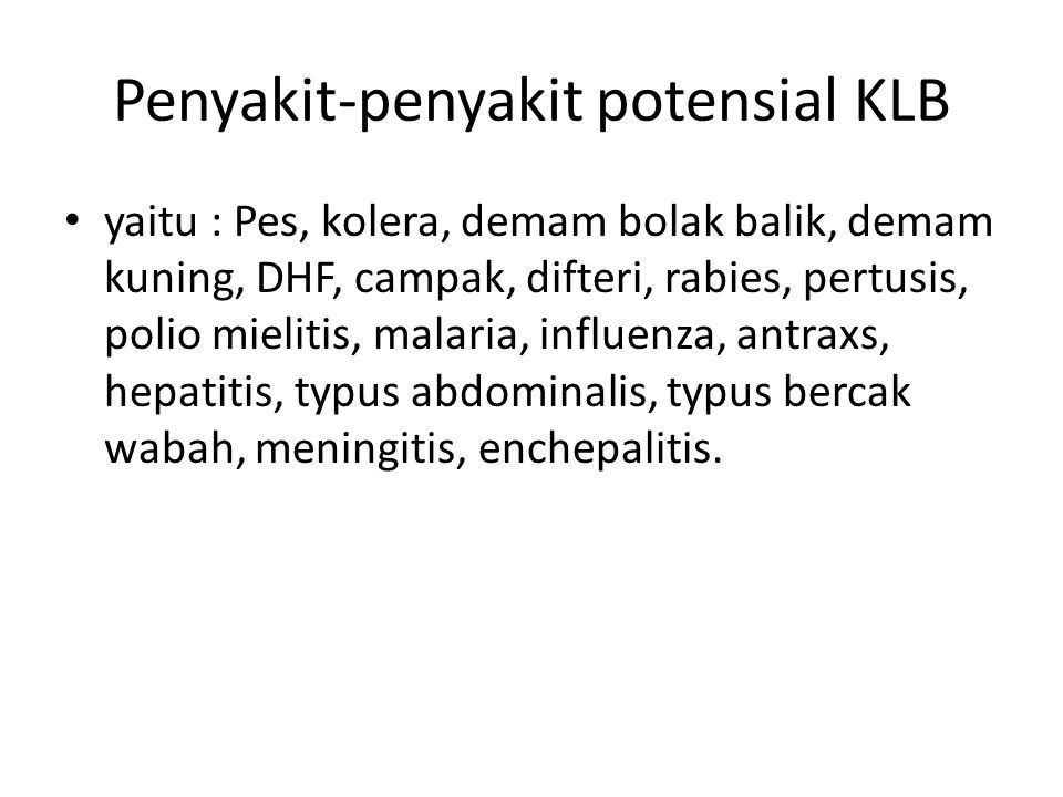 Penyakit-penyakit potensial KLB