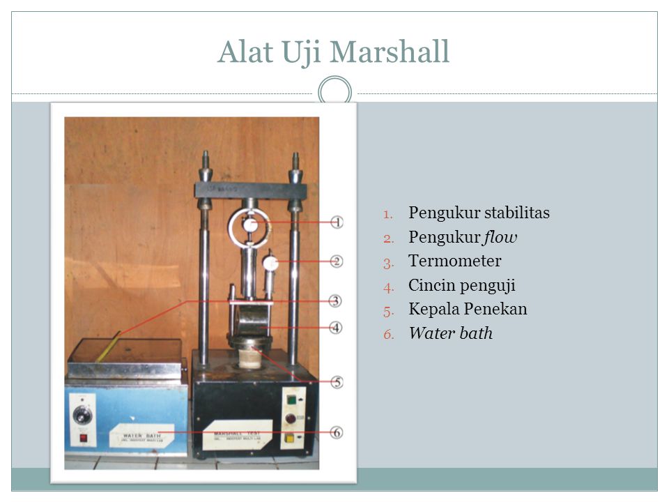 Alat Uji Marshall Pengukur stabilitas Pengukur flow Termometer