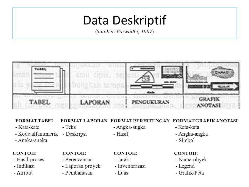 Data Deskriptif (Sumber: Purwadhi, 1997)