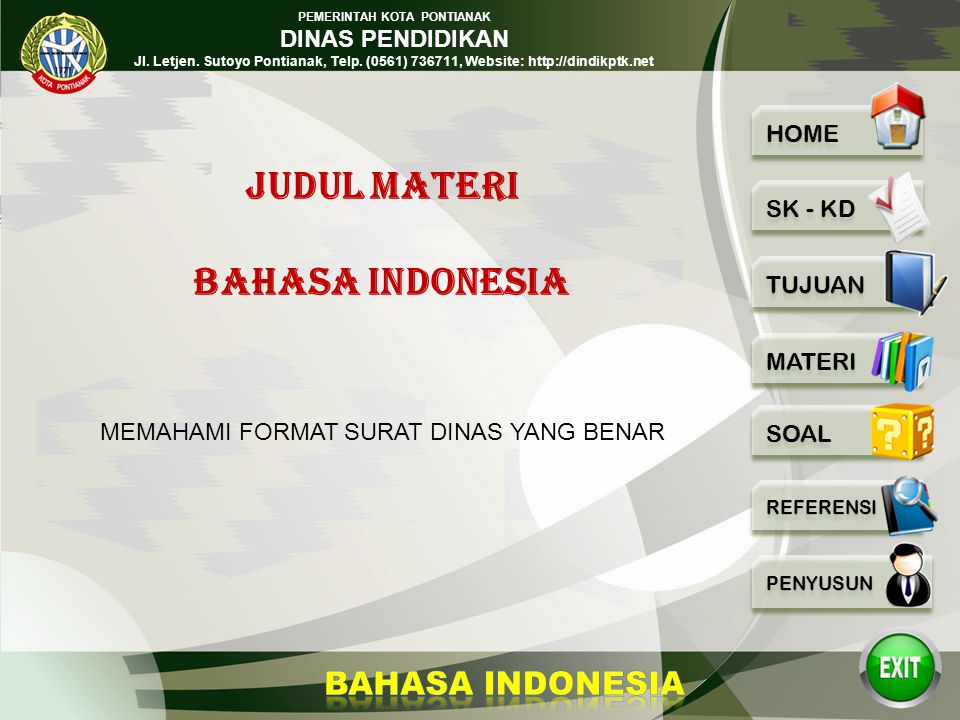 JUDUL MATERI BAHASA INDONESIA