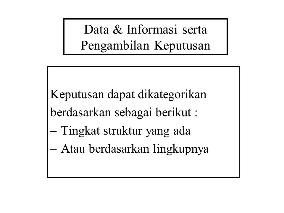 Data & Informasi serta Pengambilan Keputusan