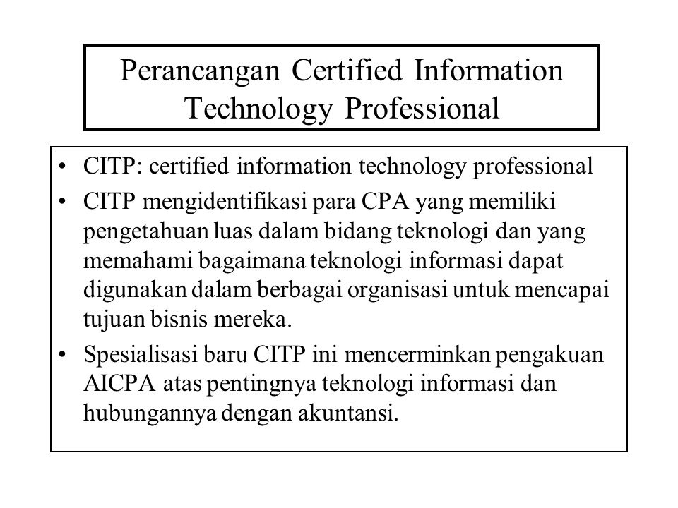 Perancangan Certified Information Technology Professional