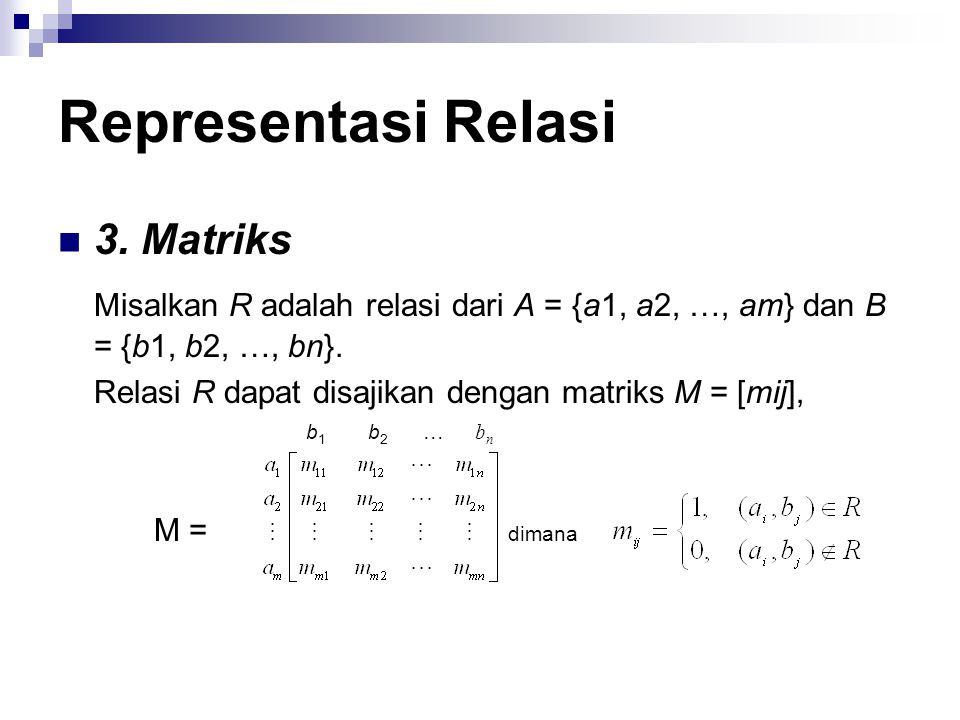 Representasi Relasi 3. Matriks