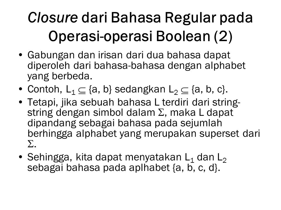 Closure dari Bahasa Regular pada Operasi-operasi Boolean (2)