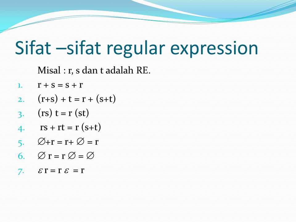 Sifat –sifat regular expression