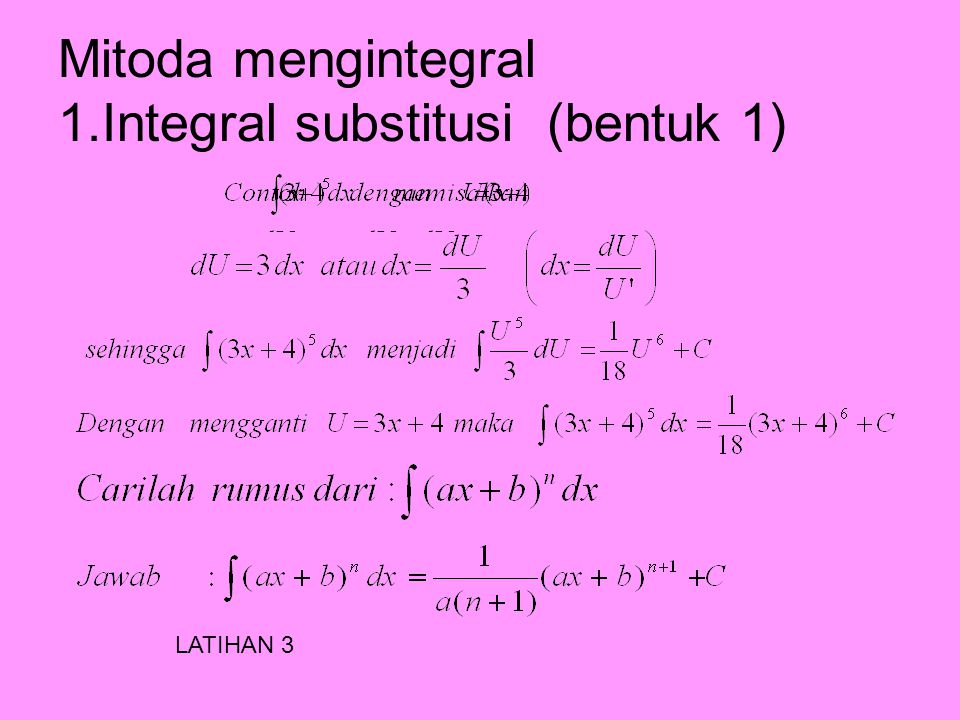 Latihan Integral Substitusi