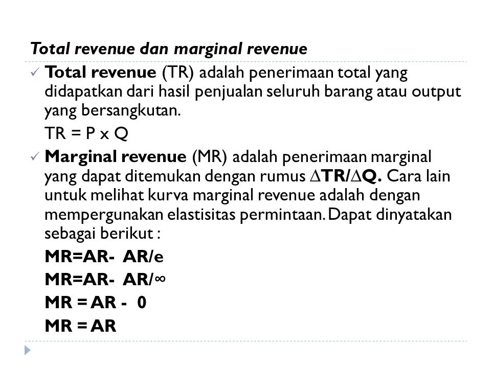 Total revenue dan marginal revenue